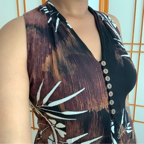 Vintage 90s Black and Brown Floral Dress - Picture 3 of 5